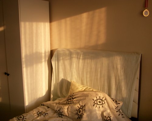 Person stretching arms in the morning sunlight